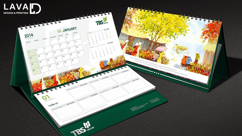 Thiết kế lịch để bàn chữ M