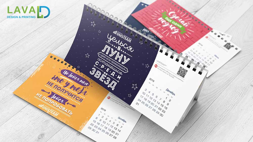 Thiết kế lịch để bàn chữ A