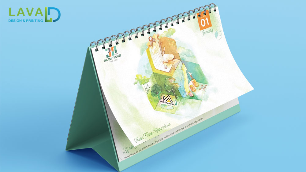 Thiết kế lịch để bàn chữ A