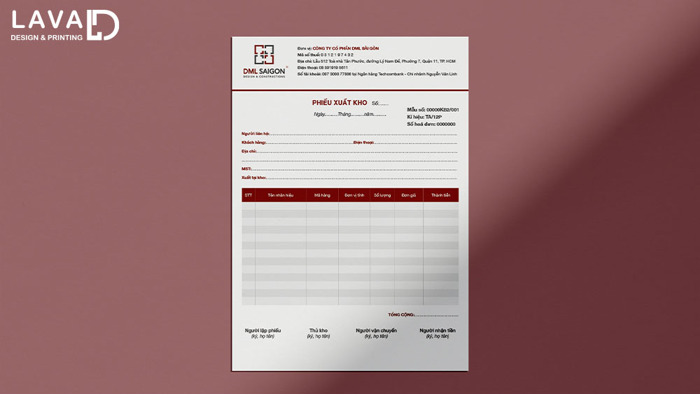 Thiết Kế Mẫu Phiếu Xuất Kho Bán Hàng | Nội Bộ
