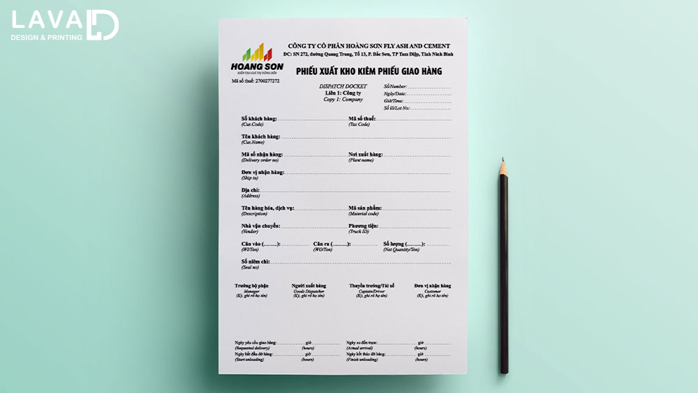 Thiết Kế Mẫu Phiếu Xuất Kho Kiêm Vận Chuyển Nội Bộ