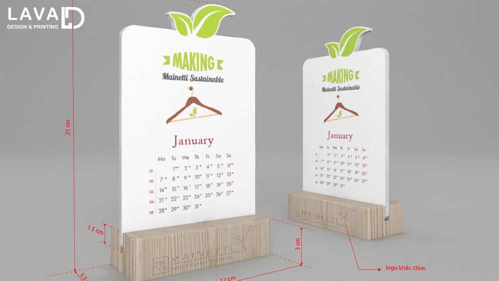 Thiết kế lịch gỗ để bàn