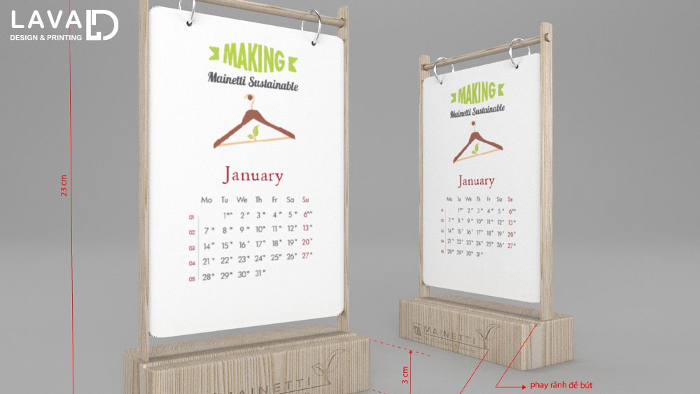Thiết kế lịch gỗ để bàn